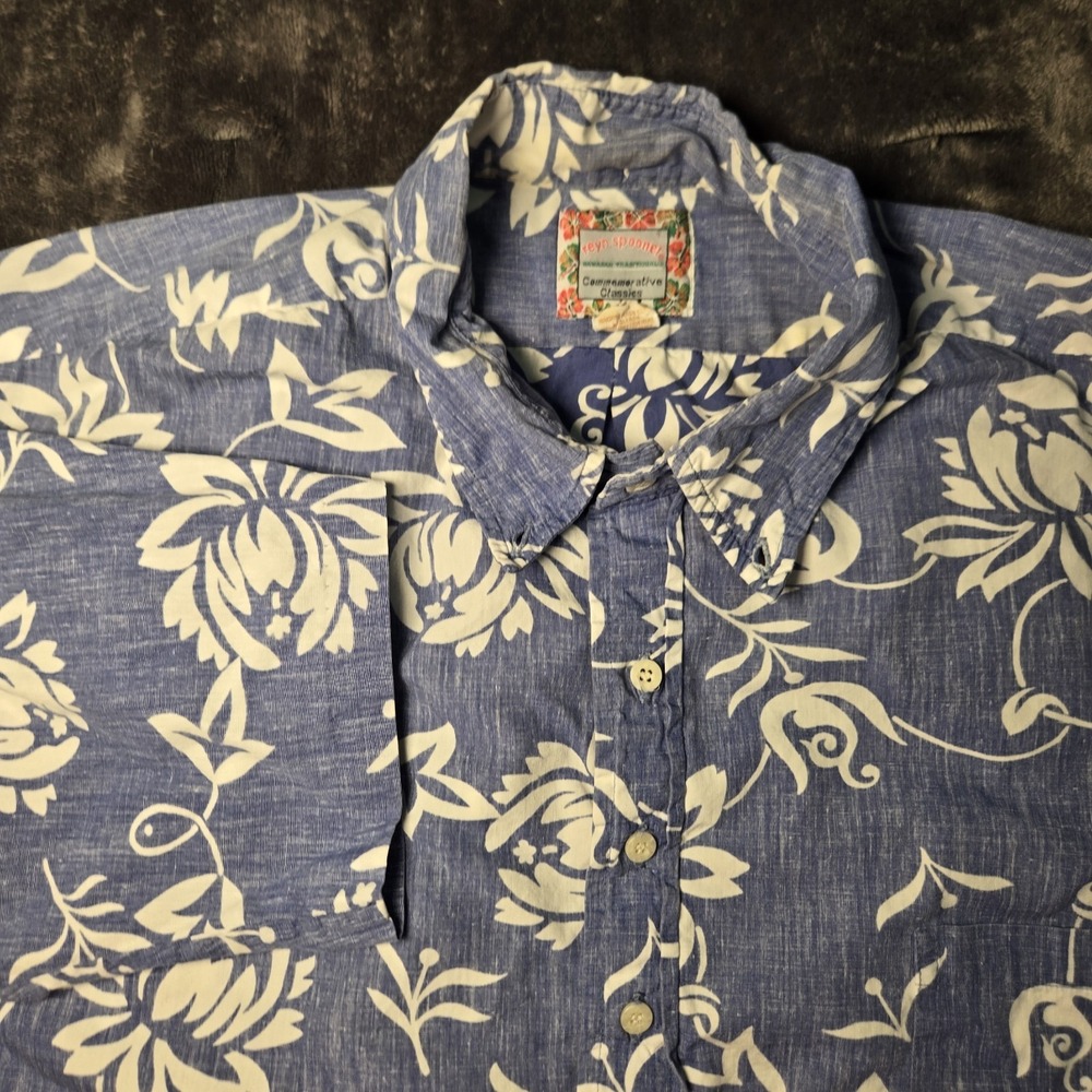 Vintage Reyn Spooner Commemorative Classic Hawaiian Shirt Blue‎ Floral Mens XXL